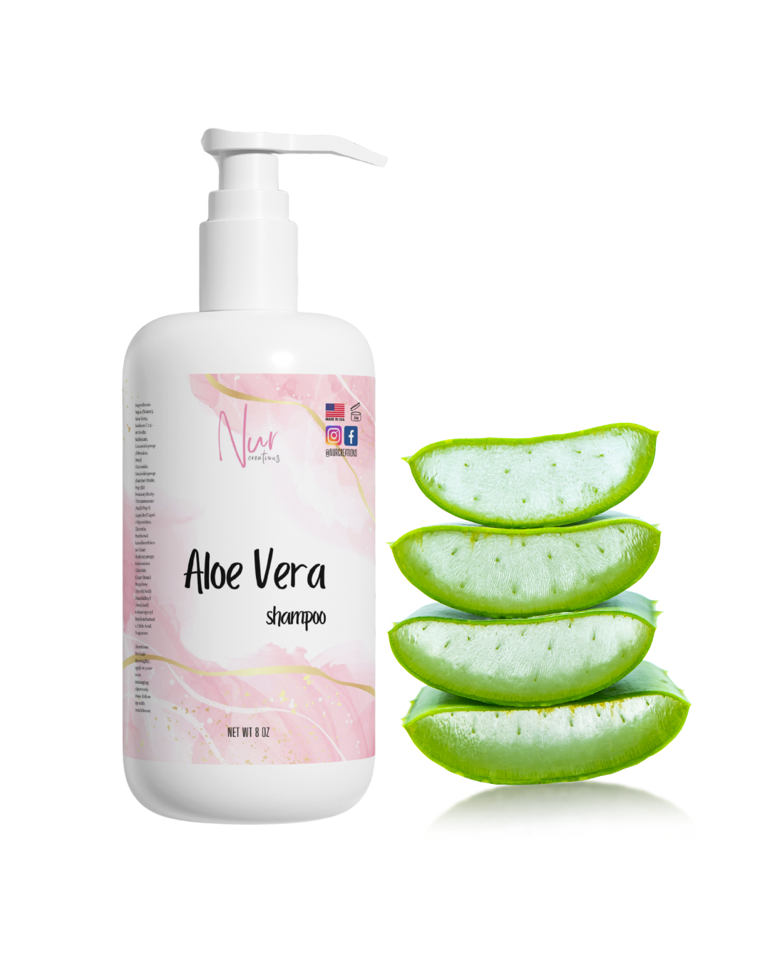 Aloe Vera Shampoo Moisturizing, pH balanced, Sulfate Free Kinky Coily Curly Hair Care